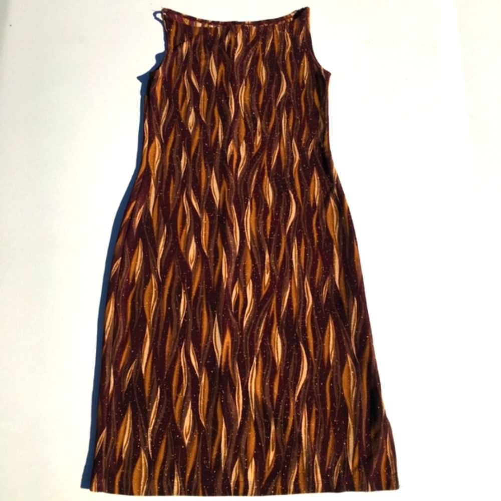 Vintage Forever 21 Golden Copper Midi Dress Size Medium